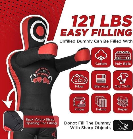 FITEMORE Grappling Dummy - MMA Unfilled Punching Bag - Phantom Black Wrestling Dummy - Judo, Karate Training, Fitness, BJJ, Brazalian Jiu Jitsu, Mixed Martial Arts Training & Kick Boxing in Saudi Arabia