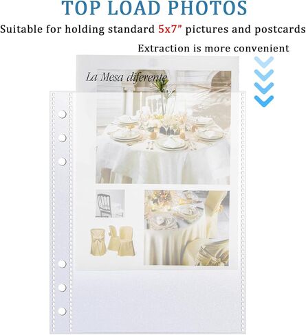 30 حزمة من 60 جيبًا مقاس 5 × 7 بوصات لحافظات بطاقات الصور مقاس A5 و6 حلقات، صفحات صور بجيب واحد على الوجهين وواقي أوراق صور فائق الوضوح للصور والبطاقات البريدية in Kuwait