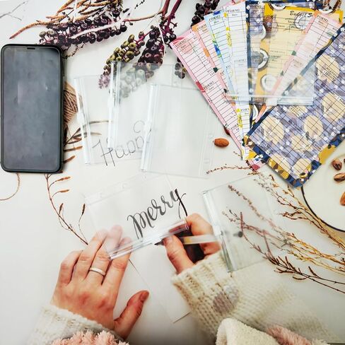 30pcs Mini Binder Pockets Clear 3 Holes PVC Loose Leaf Binder Pouch Cash Budget Envelopes Zippe Binder Inserts PVC Protectors Pouches for 3-Ring Notebook Binder Sheet Organize Photos Cards Bills in Saudi Arabia