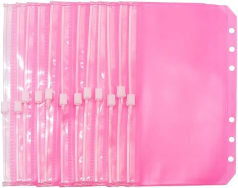 الأرجواني PVC الموثق جيوب 12pcs A6 المجلدات سستة الحقيبة حقيبة فضفاضة ورقة 6 ثقوب PVC البريدي المنظم مجلد لمجلة الميزانية حفظ أكياس الجيب in Kuwait