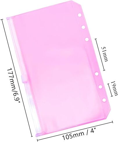الأرجواني PVC الموثق جيوب 12pcs A6 المجلدات سستة الحقيبة حقيبة فضفاضة ورقة 6 ثقوب PVC البريدي المنظم مجلد لمجلة الميزانية حفظ أكياس الجيب in Kuwait