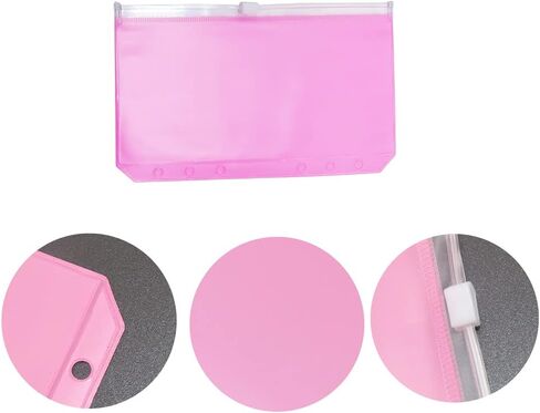 الأرجواني PVC الموثق جيوب 12pcs A6 المجلدات سستة الحقيبة حقيبة فضفاضة ورقة 6 ثقوب PVC البريدي المنظم مجلد لمجلة الميزانية حفظ أكياس الجيب in Kuwait
