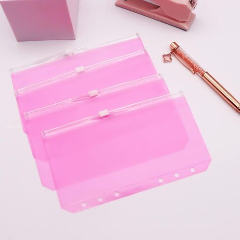 الأرجواني PVC الموثق جيوب 12pcs A6 المجلدات سستة الحقيبة حقيبة فضفاضة ورقة 6 ثقوب PVC البريدي المنظم مجلد لمجلة الميزانية حفظ أكياس الجيب in Kuwait