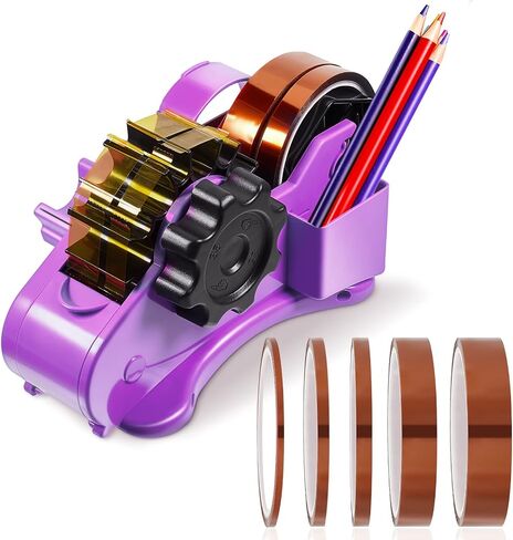Multiple Roll Cut Heat Tape Cut Dispenser Heat Resistant Sublimation Desk Tape Dispenser with 5 Pieces High Temp Tape Multi-Size Heat Press Tape for Industrial Use, Solder (Blue) in Saudi Arabia