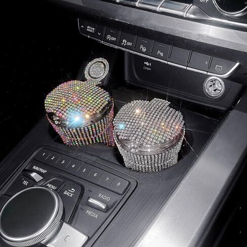 طفاية سجائر السيارة بلينغ، منفضة سجائر السيارة المصنوعة من الفولاذ المقاوم للصدأ مع غطاء ومؤشر ضوء LED أزرق رماد سجائر السيارة بدون دخان لحامل أكواب السيارة (أحمر) in Kuwait