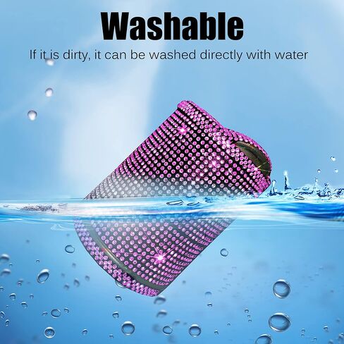 منفضة سجائر سيارة من الكريستال الماسي مع غطاء مقاوم للرائحة، منفضة سجائر السيارة مع غطاء أزرق LED، منفضة سجائر محمولة للسيارة، حامل أكواب أسطواني بدون دخان للسجائر، سلة مهملات صغيرة للسيارة (وردي) in Kuwait