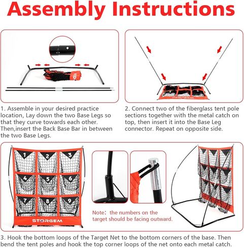 Storgem Baseball and Softball Net,Pitching Target Baseball Net with 9 Pocket,Pitching Strike Zone Target Net with Carry Bag in Kuwait
