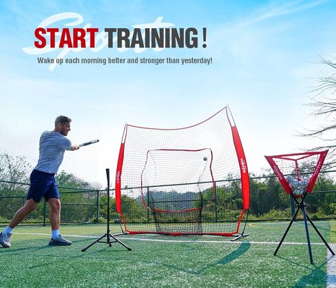 Zupapa 7x7 أقدام البيسبول الكرة اللينة ضرب رمي صافي المحملة مجموعة مع منطقة الضربة، شبكة ممارسة البيسبول مساندة لنصب الضرب اصطياد لجميع مستويات المهارة in Kuwait