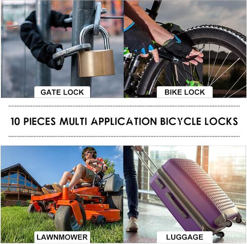 Hotop 10 Pcs Bike Lock Cable with Combination, 4 Feet Coiled Preset High Security Digit Bicycle Anti Theft Accessories Black Locks, 5/6 Inch Diameter in Saudi Arabia