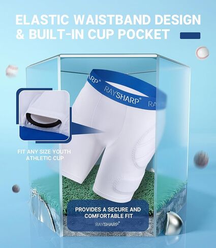 Boys Youth Padded Sliding Shorts with Soft Protective Athletic Cup for Baseball Football Lacrosse in Saudi Arabia
