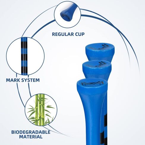 Professional Bamboo Golf Tees 2 3/4 & 3 1/4 Inch | Pack of 50 Golf Tees,Reduce Friction & Side Spin in Saudi Arabia
