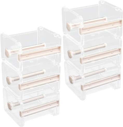 6 Pack Washi Tape Dispenser Cutter, Clear Washi Tape Organizer, Acrylic Tape Holder Organizer for Cutter Masking Tape in School, Office and Home for DIY (Beige)1 in Saudi Arabia