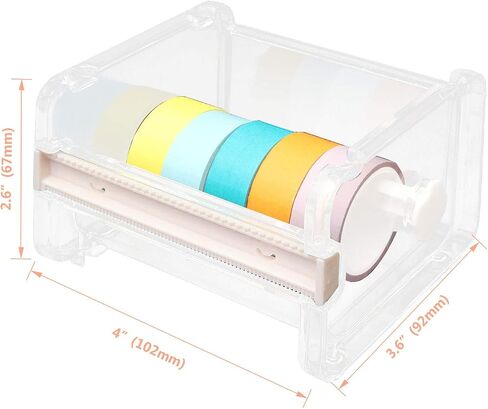 6 Pack Washi Tape Dispenser Cutter, Clear Washi Tape Organizer, Acrylic Tape Holder Organizer for Cutter Masking Tape in School, Office and Home for DIY (Beige)1 in Saudi Arabia