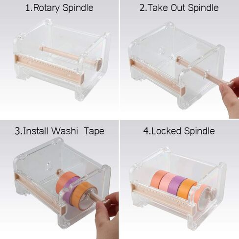 6 Pack Washi Tape Dispenser Cutter, Clear Washi Tape Organizer, Acrylic Tape Holder Organizer for Cutter Masking Tape in School, Office and Home for DIY (Beige)1 in Saudi Arabia
