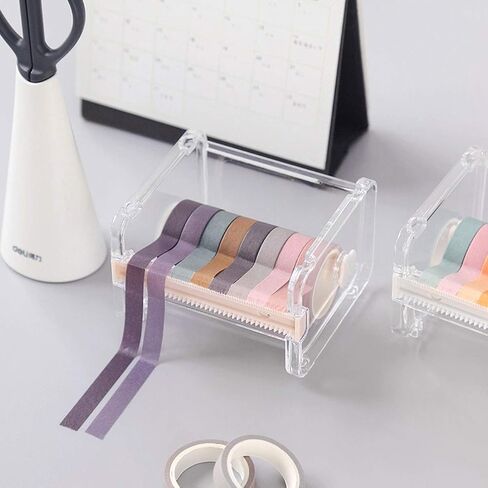 6 Pack Washi Tape Dispenser Cutter, Clear Washi Tape Organizer, Acrylic Tape Holder Organizer for Cutter Masking Tape in School, Office and Home for DIY (Beige)1 in Saudi Arabia