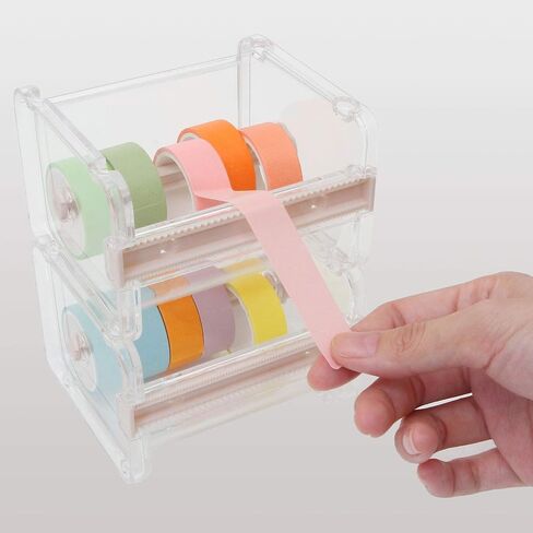 6 Pack Washi Tape Dispenser Cutter, Clear Washi Tape Organizer, Acrylic Tape Holder Organizer for Cutter Masking Tape in School, Office and Home for DIY (Beige)1 in Saudi Arabia