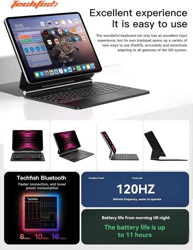 Techfish Keyboard Case for iPad Pro 12.9 (6th, 5th, 4th, 3rd Generation),Magic Keyboard for iPad Pro 12.9, Magnetic Keyboard Case with Multi-Touch Trackpad,Bluetooth Wireless Backlit,Black in Kuwait