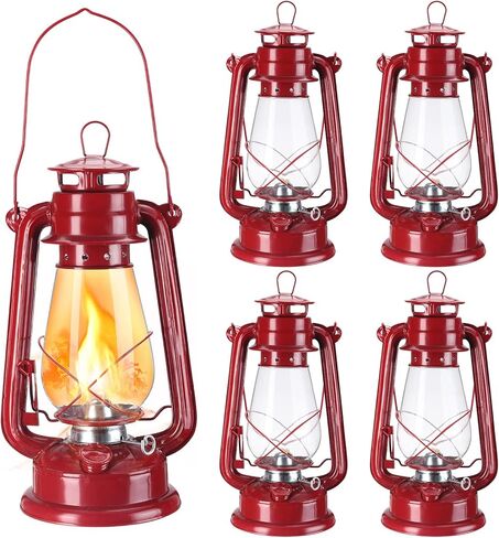 4 Pieces Oil Lamp 12 Inch Hurricane Lantern Kerosene Lamp Oil Lantern Fuel Camping Lanterns Burning Lantern Metal Hanging Lantern with Wick for Indoor Party Decorations Home Camping Hiking (Red) in Saudi Arabia