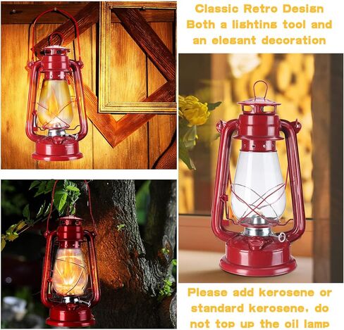 4 Pieces Oil Lamp 12 Inch Hurricane Lantern Kerosene Lamp Oil Lantern Fuel Camping Lanterns Burning Lantern Metal Hanging Lantern with Wick for Indoor Party Decorations Home Camping Hiking (Red) in Saudi Arabia