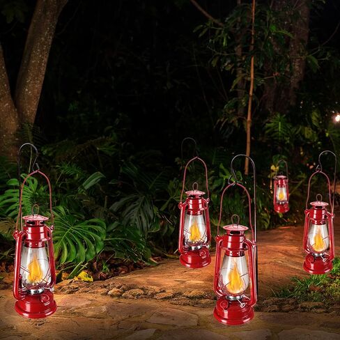 4 Pieces Oil Lamp 12 Inch Hurricane Lantern Kerosene Lamp Oil Lantern Fuel Camping Lanterns Burning Lantern Metal Hanging Lantern with Wick for Indoor Party Decorations Home Camping Hiking (Red) in Saudi Arabia