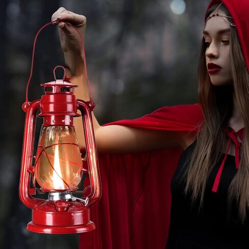 4 Pieces Oil Lamp 12 Inch Hurricane Lantern Kerosene Lamp Oil Lantern Fuel Camping Lanterns Burning Lantern Metal Hanging Lantern with Wick for Indoor Party Decorations Home Camping Hiking (Red) in Saudi Arabia
