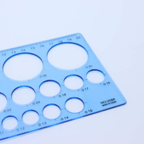 Circles Geometric Template Plastic Measuring Ruler for Office and School, Building Formwork, Drawing TPPR15089 (Blue) in Saudi Arabia