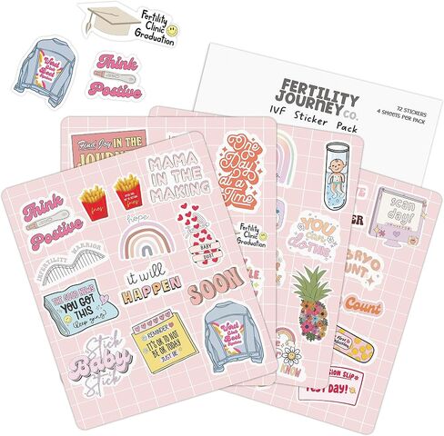 Fertility Journey Co. IVF Stickers – 72-Count Waterproof Matte Inspirational Stickers – Positive Affirmation Stickers for Infertility, Transfer Day – Quote Stickers for Planner, Journal in Saudi Arabia