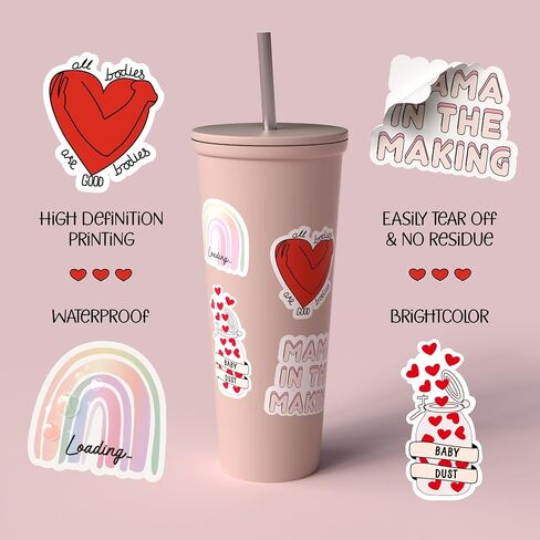 Fertility Journey Co. IVF Stickers – 72-Count Waterproof Matte Inspirational Stickers – Positive Affirmation Stickers for Infertility, Transfer Day – Quote Stickers for Planner, Journal in Saudi Arabia