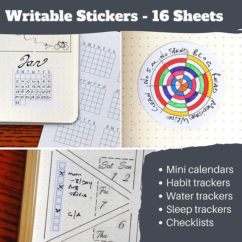 ملصقات مخططة أسبوعية بسيطة للإنتاجية (أسود وأبيض) - 30 ورقة من الملصقات القابلة للكتابة والشفافة - تقويمات صغيرة، متتبع العادات، الأيام، الأرقام - لوازم المجلات المنقطة in Kuwait