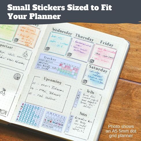 ملصقات مخططة أسبوعية بسيطة للإنتاجية (أسود وأبيض) - 30 ورقة من الملصقات القابلة للكتابة والشفافة - تقويمات صغيرة، متتبع العادات، الأيام، الأرقام - لوازم المجلات المنقطة in Kuwait