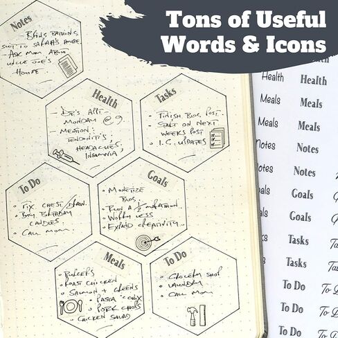 ملصقات مخططة أسبوعية بسيطة للإنتاجية (أسود وأبيض) - 30 ورقة من الملصقات القابلة للكتابة والشفافة - تقويمات صغيرة، متتبع العادات، الأيام، الأرقام - لوازم المجلات المنقطة in Kuwait
