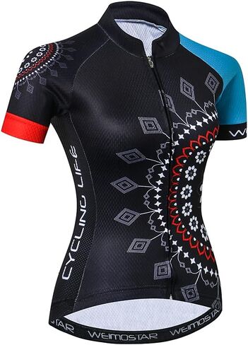 Women Cycling Jersey Short Sleeve Breathable with Pockets Flower in Saudi Arabia