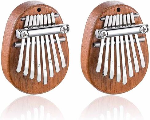 2Pcs Mini Kalimba Thumb Piano - 8 Keys Wood Oval Finger Thumb Piano with Lanyard, Portable Cute Kalimba Musical Instrument Gift for Adults Kids Beginners in Saudi Arabia