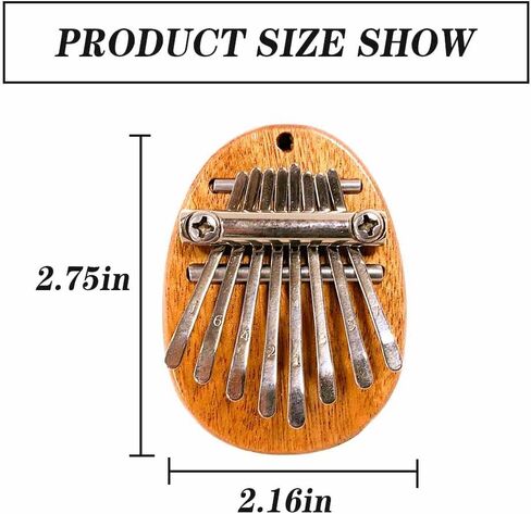 2Pcs Mini Kalimba Thumb Piano - 8 Keys Wood Oval Finger Thumb Piano with Lanyard, Portable Cute Kalimba Musical Instrument Gift for Adults Kids Beginners in Saudi Arabia