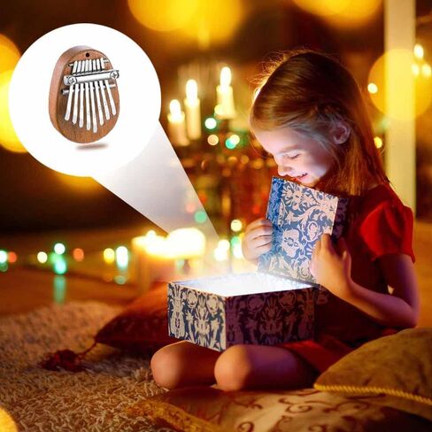 2Pcs Mini Kalimba Thumb Piano - 8 Keys Wood Oval Finger Thumb Piano with Lanyard, Portable Cute Kalimba Musical Instrument Gift for Adults Kids Beginners in Saudi Arabia