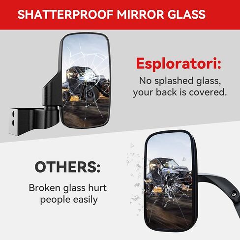 Ranger Side Mirrors Door Mounted, Esploratori UTV Side Mirrors for Full-Door Polaris Ranger Compatible With 2018-24 Polaris Ranger CREW SP XP 570 1000 2019-24 Commercial Pro XD (ONLY FOR FULL-DOOR) in Saudi Arabia