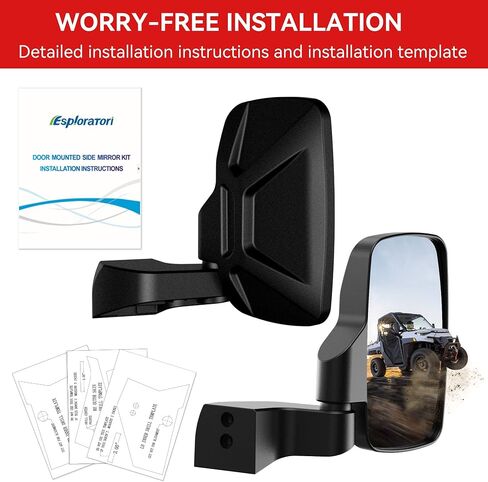 Ranger Side Mirrors Door Mounted, Esploratori UTV Side Mirrors for Full-Door Polaris Ranger Compatible With 2018-24 Polaris Ranger CREW SP XP 570 1000 2019-24 Commercial Pro XD (ONLY FOR FULL-DOOR) in Saudi Arabia