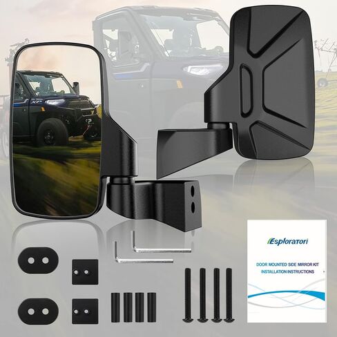 Ranger Side Mirrors Door Mounted, Esploratori UTV Side Mirrors for Full-Door Polaris Ranger Compatible With 2018-24 Polaris Ranger CREW SP XP 570 1000 2019-24 Commercial Pro XD (ONLY FOR FULL-DOOR) in Saudi Arabia