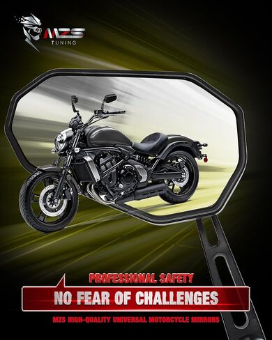 MZS Motorcycle Mirrors, Universal 10mm 8mm Heavy Duty Aluminum Motorbike Rear View Side Mirror Accessories Adjustable Black Arrow Compatible Touring Cruiser Street Bike Cafe Chopper Scooter Moped in Saudi Arabia