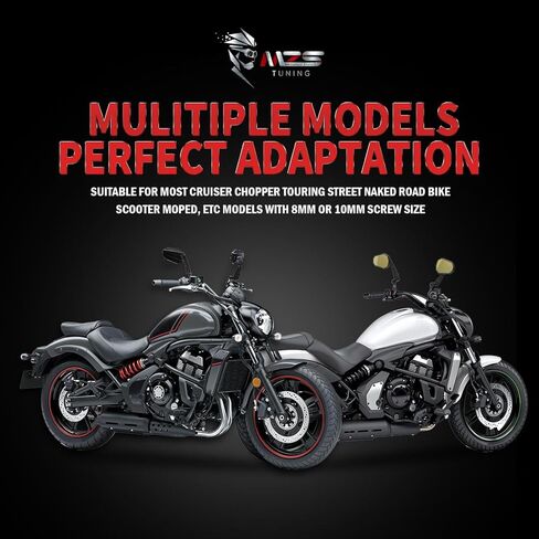 MZS Motorcycle Mirrors, Universal 10mm 8mm Heavy Duty Aluminum Motorbike Rear View Side Mirror Accessories Adjustable Black Arrow Compatible Touring Cruiser Street Bike Cafe Chopper Scooter Moped in Saudi Arabia