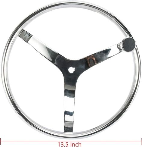 YaeMarine عجلة قيادة قارب من الفولاذ المقاوم للصدأ 3 تكلم عجلة قيادة رياضية عجلة قيادة بحرية بقطر 13-1/2 بوصة مع صامولة 1/2 بوصة ومقبض دوران 7300S1 in Kuwait