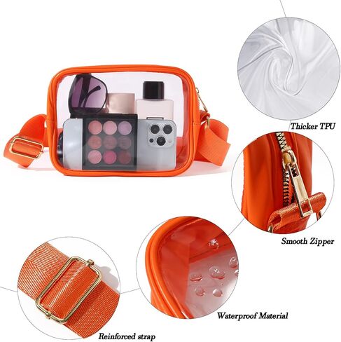 TOBVZOO Clear Purse Crossbody Bag Stadium Approved, Transparent Bag with Adjustable Strap for Concerts Sports Events in Kuwait