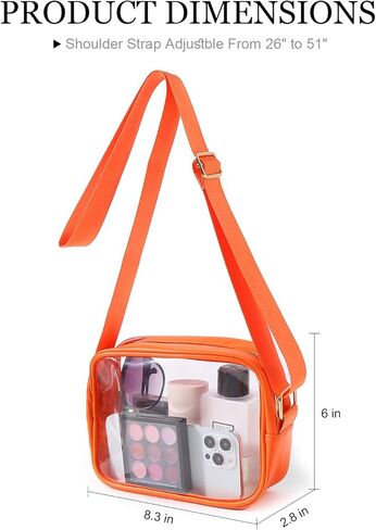 TOBVZOO Clear Purse Crossbody Bag Stadium Approved, Transparent Bag with Adjustable Strap for Concerts Sports Events in Kuwait