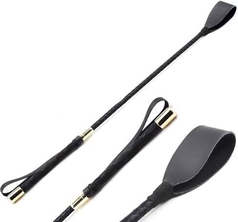 جلد طبيعي فاخر مقاس 18 بوصة من محصول الحصان سوط قفز الخفافيش مقبض أسود | قضيب من الألياف الزجاجية للفروسية للتدريب على الفروسية الإنجليزية in Kuwait