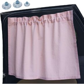 Car Side Window Shades – Triple Suction Cup Car Sun Shade – Machine Washable Car Window Covers – Durable String Aglet – Natural Fabrics Side Window Sun Shade – Easy Installation (Black)