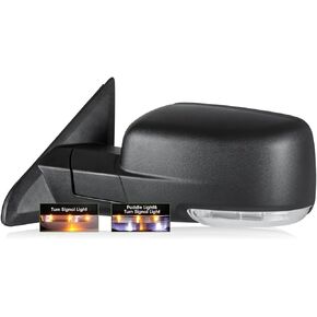 Driver Side Mirror for 2009-2018 Ram 1500 2010-2018 Ram 2500 3500 2019-2024 1500 Classic Ram Tow Mirror Power Heated Turn Signal Puddle Light Manual Folding-Left (Textured Black) in Kuwait