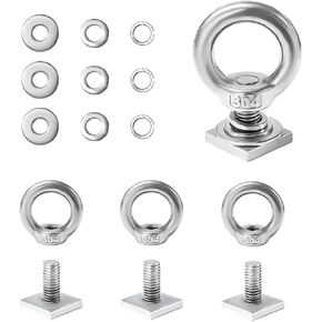 4 PCS T Track Mount Tie Down Anchor for Roof Rack, M8 Sturdy Stainless Steel T Slot Bolt Tie Down Rings Anchoring Kit, T Track Bolts Accessory for Holding Bungee Cord Rope Hooks (Black)