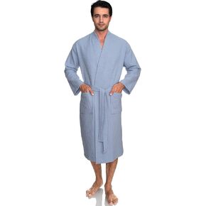 TowelSelections Mens Robe, Waffle Spa Bathrobe, Soft Kimono Bath Robe