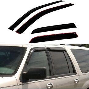 4pcs Front+Rear Smoke Sun/Rain Guard Outside Mount Tape-On Window Visors Compatible with 97-17 Expedition 98-17 Navigator