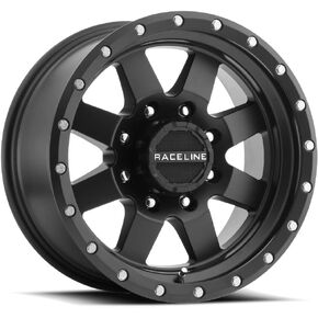 Raceline Wheels 935B DEFENDER Wheel Satin Black 17X9"8X165.1 Bolt Pattern 0mm Offset/(5"B/S) 8 Spoke Aluminum Passenger Car Wheels, Full Size Replacement Black Car Rims